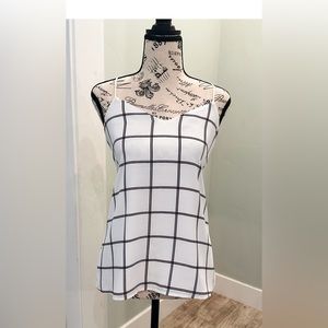 EXPRESS Double Layer Tank White with Brown/Black Lines Size Small